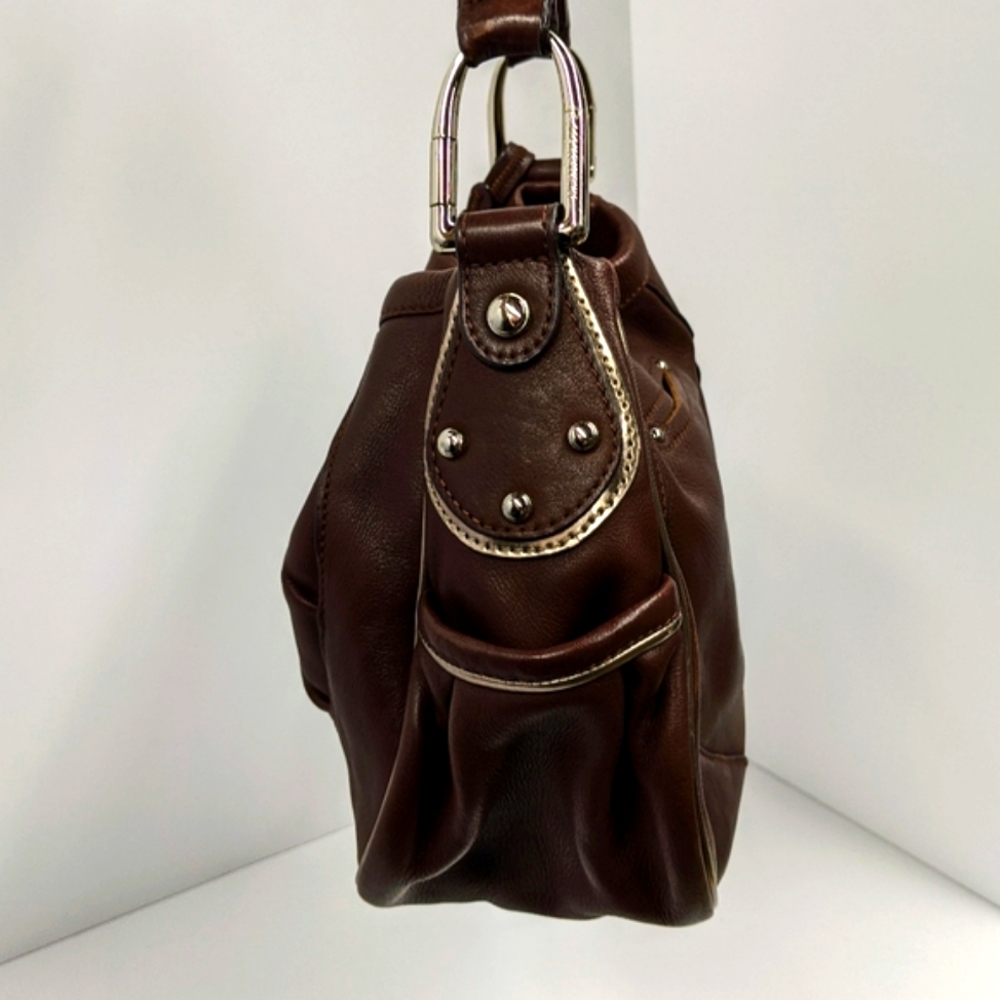 B. Makowsky Brown Leather Shoulder Bag - Picture 3 of 6